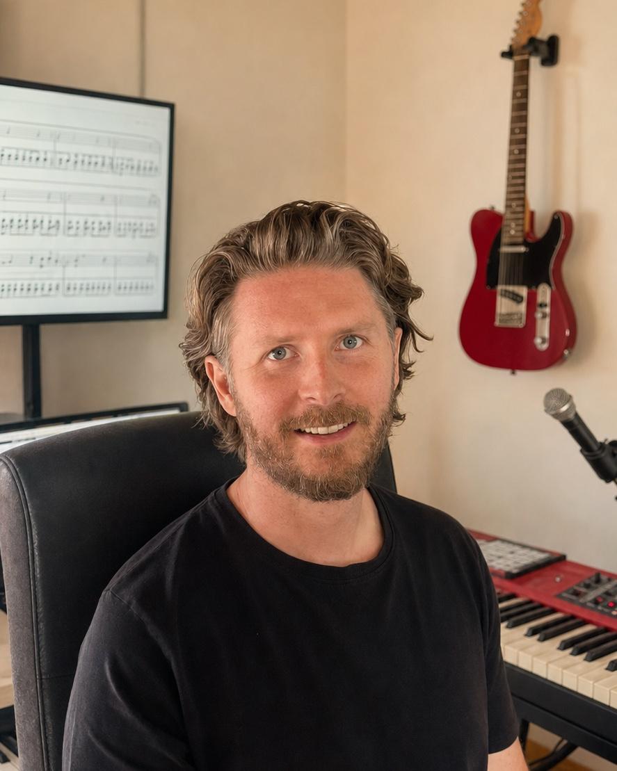Jack Duignan in his online music teaching studio